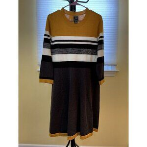 JH Midi Sweater Dress Size XL Long Sleeve Striped Soft Knit Pullover Casual Chic